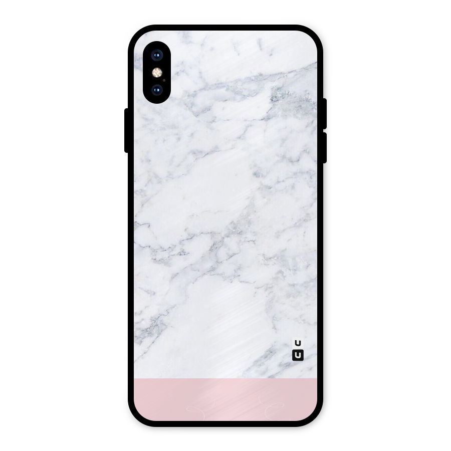 Pink White Merge Marble Metal Back Case for iPhone XS Max