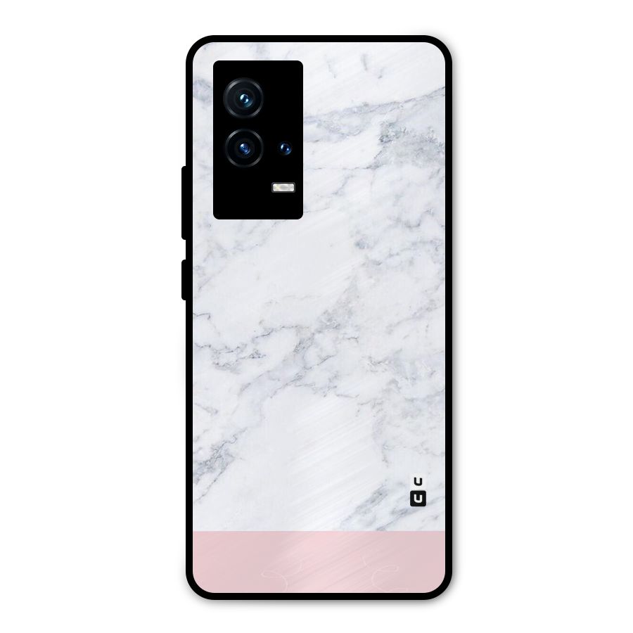Pink White Merge Marble Metal Back Case for iQOO 9 5G