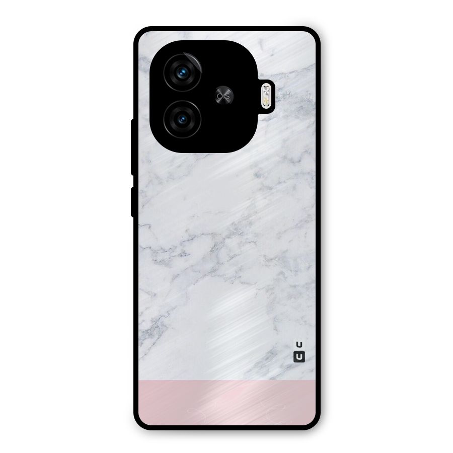 Pink White Merge Marble Metal Back Case for iQOO Neo 10R