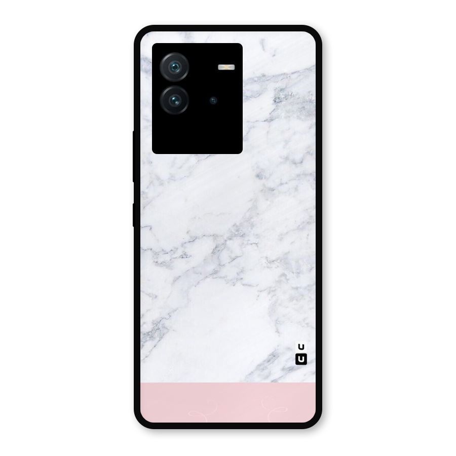 Pink White Merge Marble Metal Back Case for iQOO Neo 6 5G
