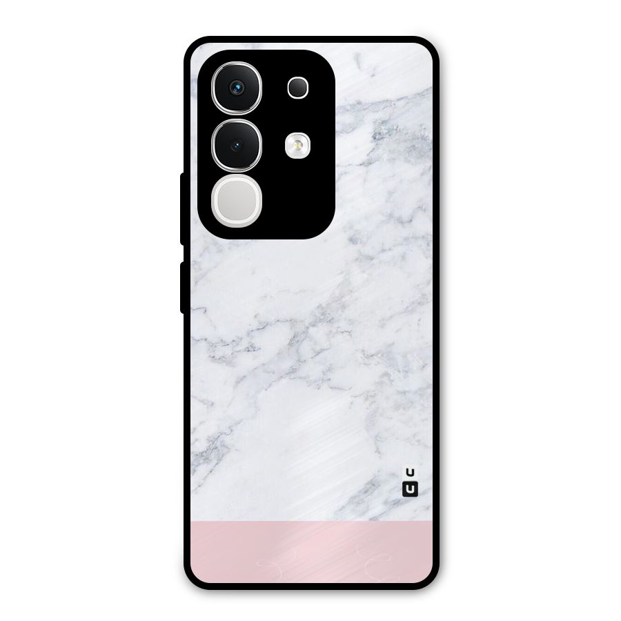 Pink White Merge Marble Metal Back Case for iQOO Z10x
