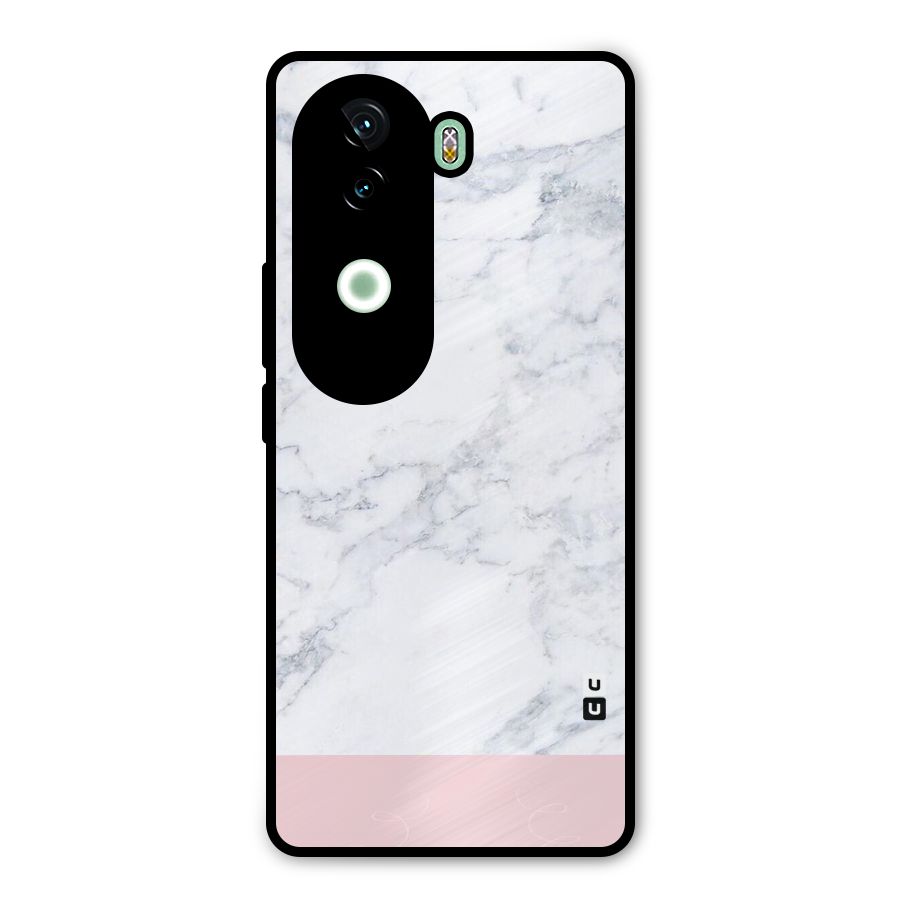 Pink White Merge Marble Metal Back Case for iQOO Z9s