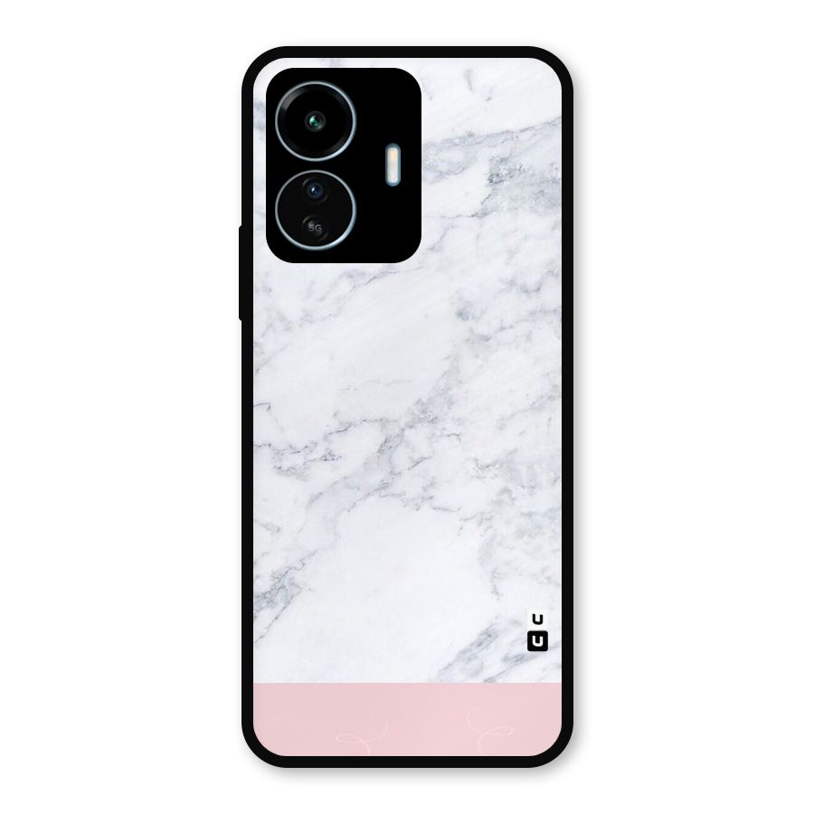 Pink White Merge Marble Metal Back Case for vivo iQOO Z6 Lite 5G