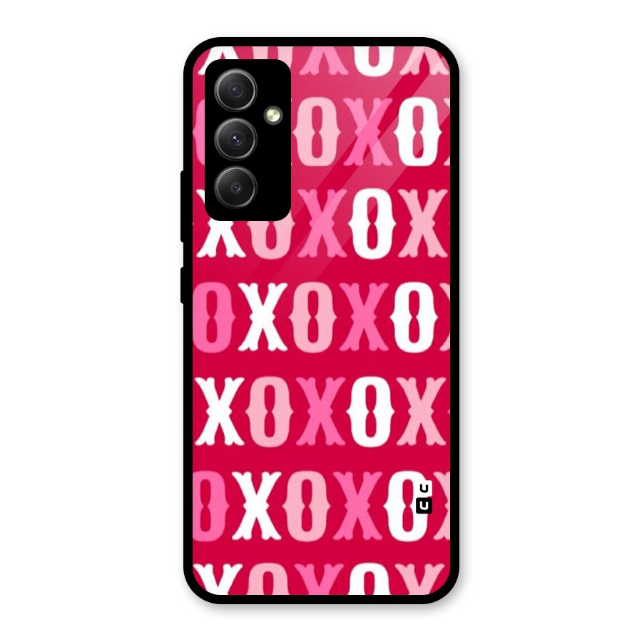 Pink White Xoxo Glass Back Case for Galaxy A34