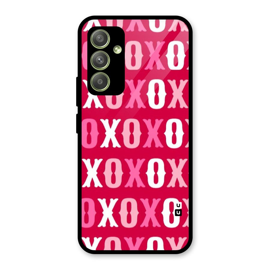 Pink White Xoxo Glass Back Case for Galaxy A54