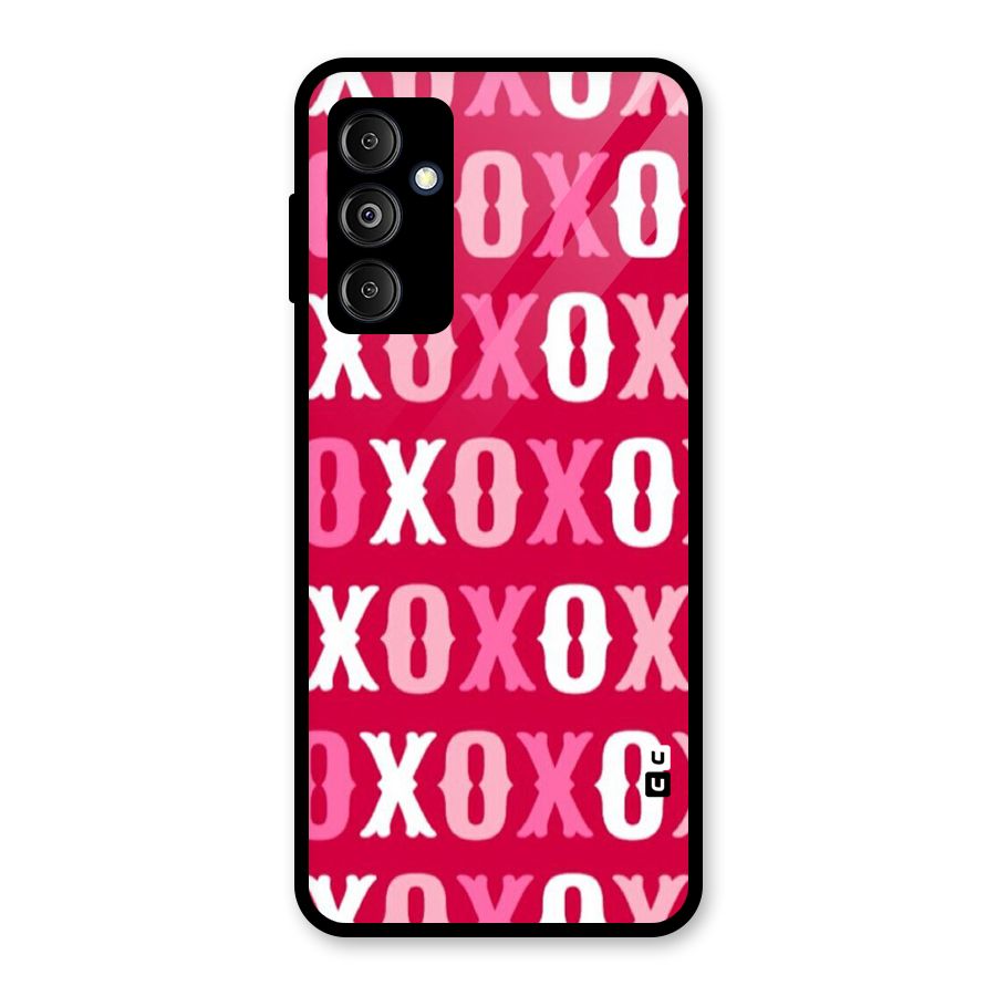 Pink White Xoxo Glass Back Case for Galaxy M14 5G