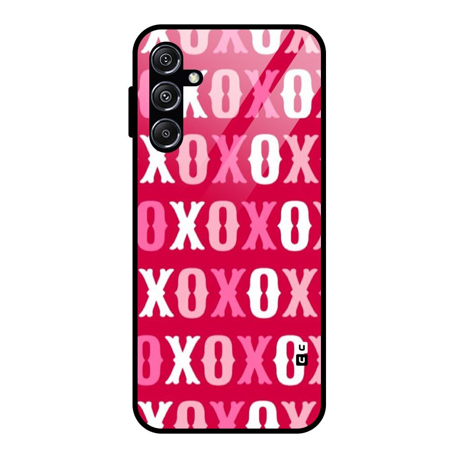 Pink White Xoxo Glass Back Case for Galaxy M34 5G