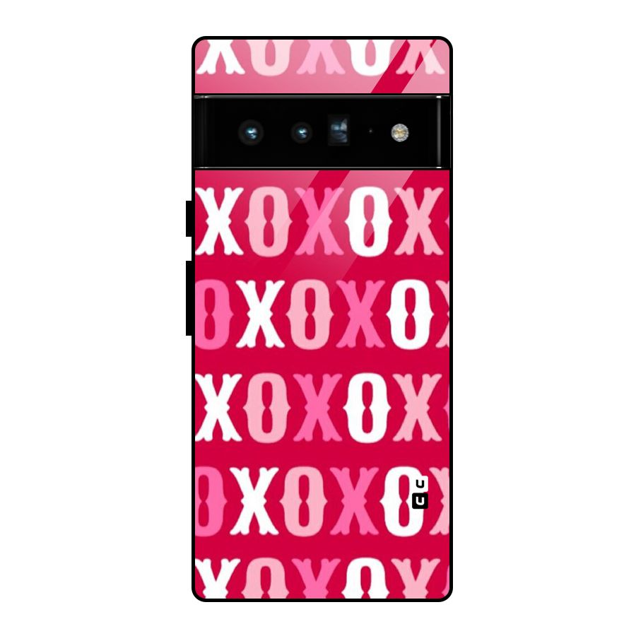 Pink White Xoxo Glass Back Case for Google Pixel 6 Pro