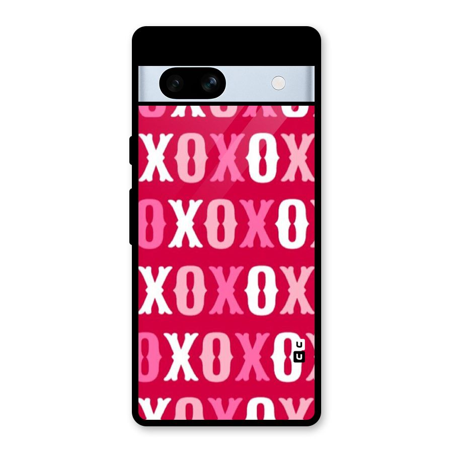 Pink White Xoxo Glass Back Case for Google Pixel 7a