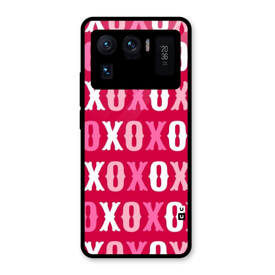 Pink White Xoxo Glass Back Case for Mi 11 Ultra