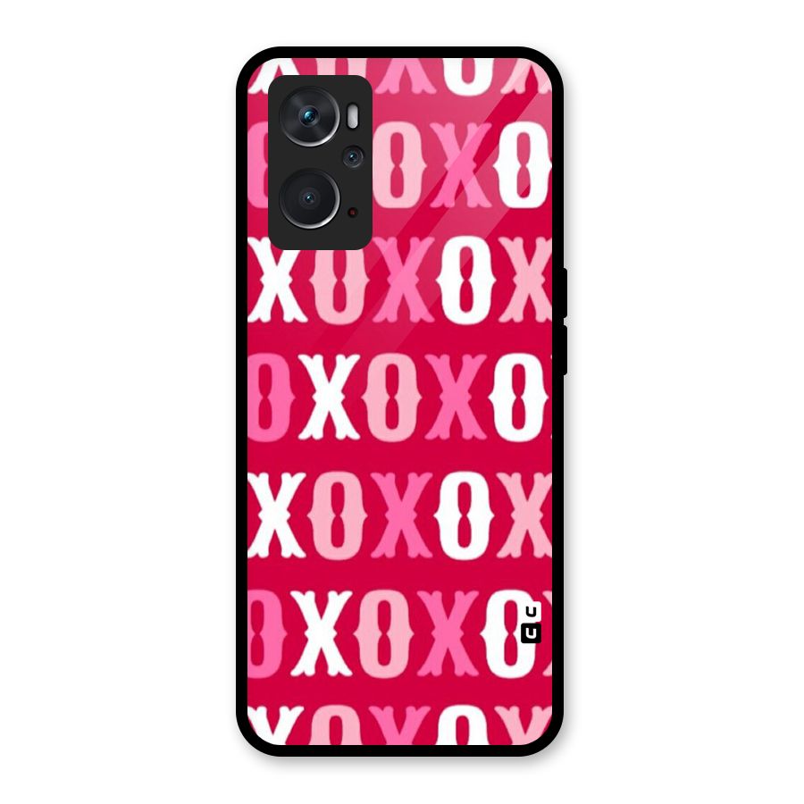 Pink White Xoxo Glass Back Case for Oppo K10 4G