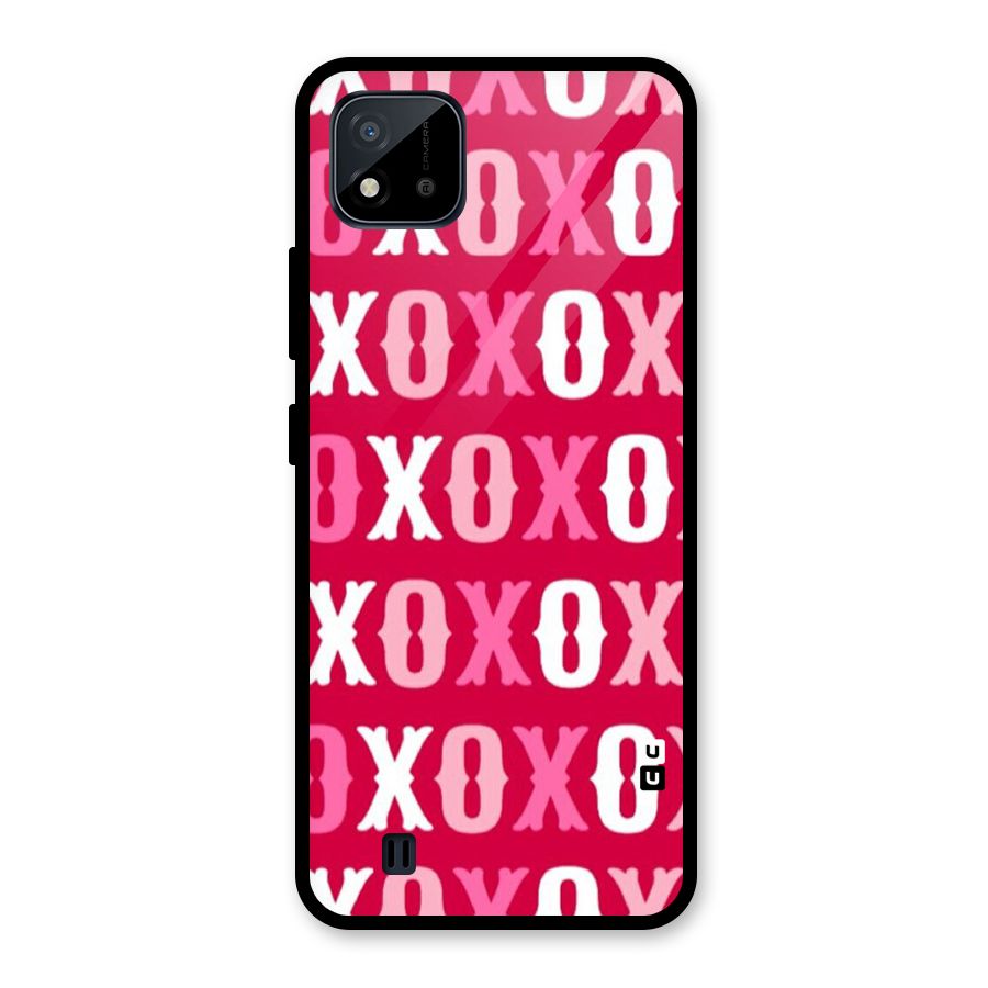 Pink White Xoxo Glass Back Case for Realme C11 2021