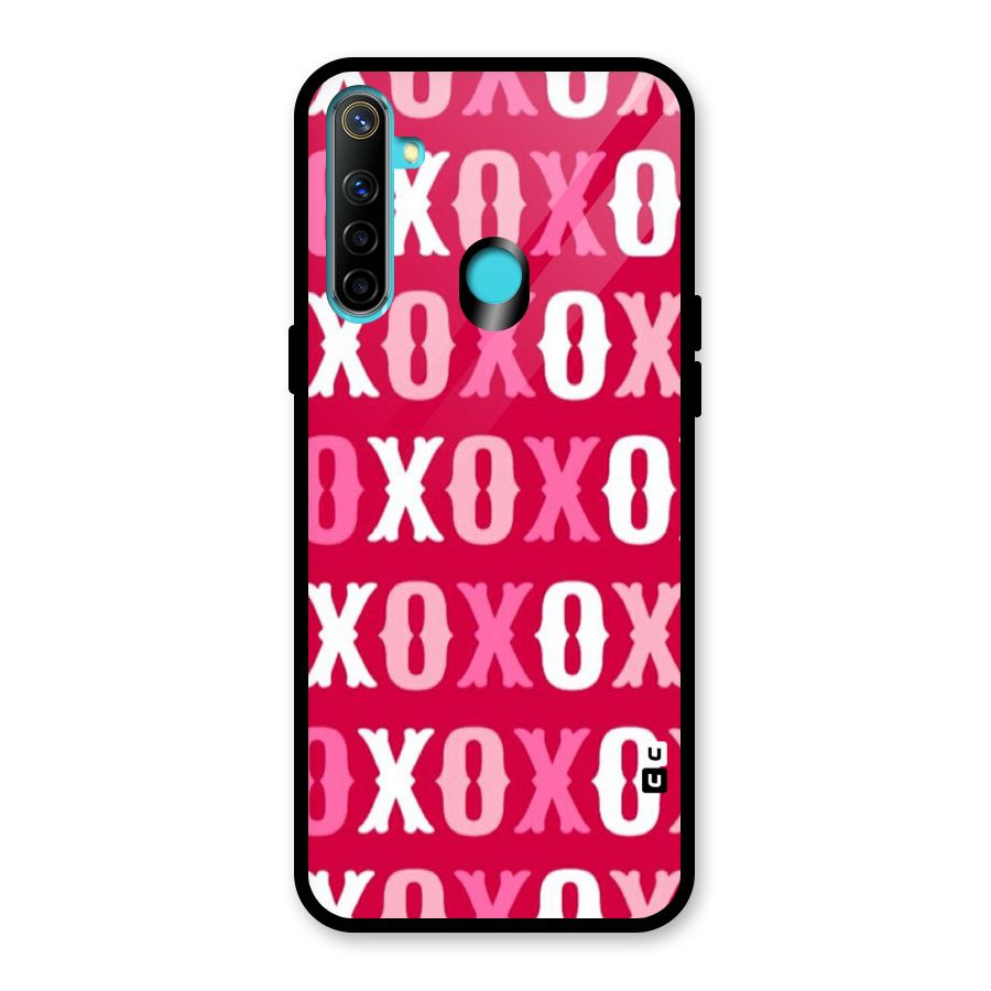 Pink White Xoxo Glass Back Case for Realme Narzo 10