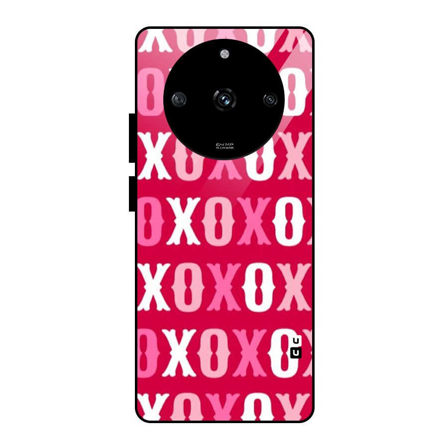 Pink White Xoxo Glass Back Case for Realme Narzo 60 5G