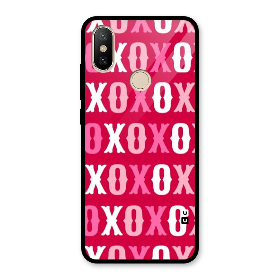 Pink White Xoxo Glass Back Case for Redmi A2