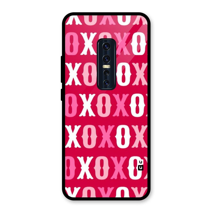Pink White Xoxo Glass Back Case for Vivo V17 Pro