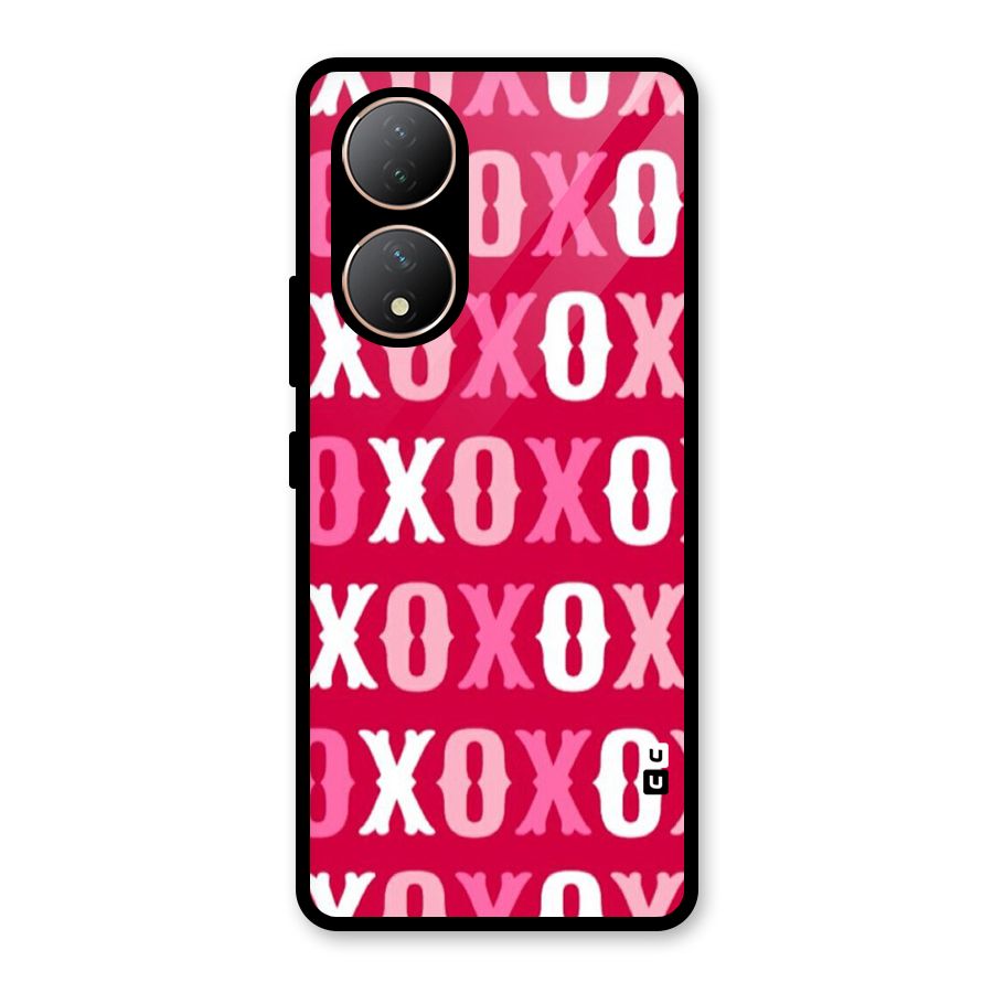 Pink White Xoxo Glass Back Case for Vivo Y100A