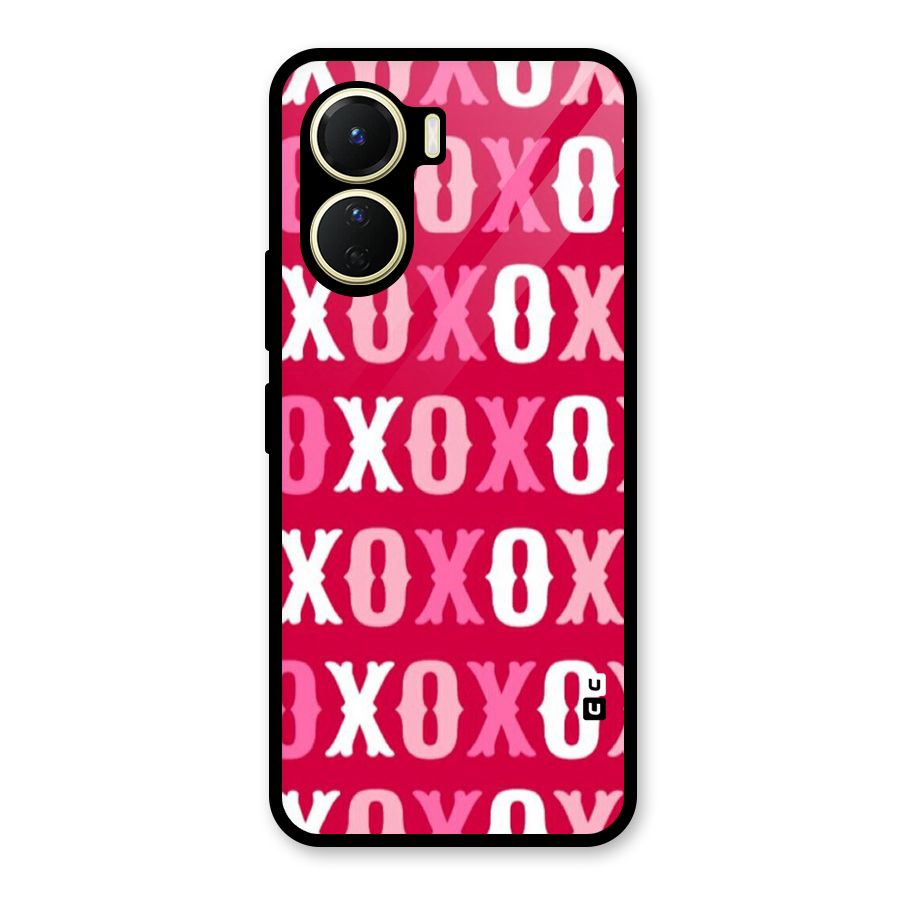 Pink White Xoxo Glass Back Case for Vivo Y16