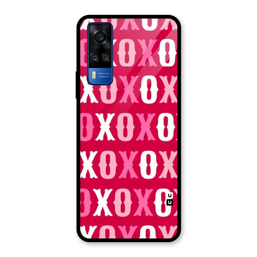Pink White Xoxo Glass Back Case for Vivo Y31