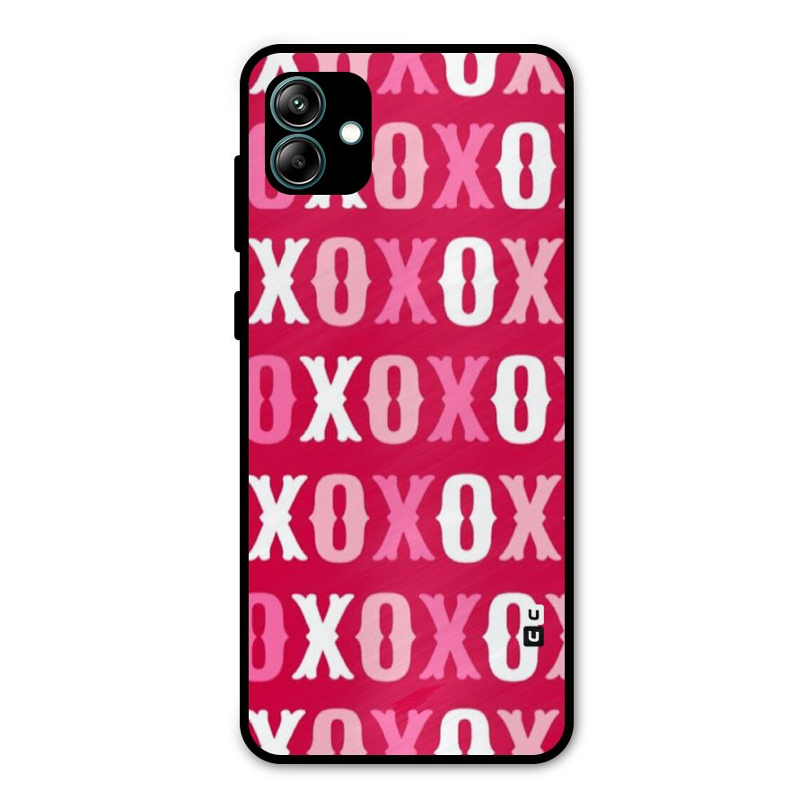 Pink White Xoxo Metal Back Case for Galaxy A04