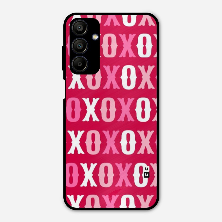 Pink White Xoxo Metal Back Case for Galaxy A15 5G