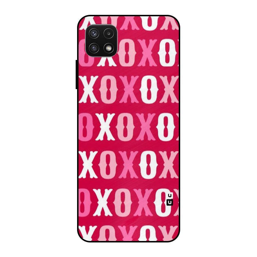 Pink White Xoxo Metal Back Case for Galaxy A22 5G