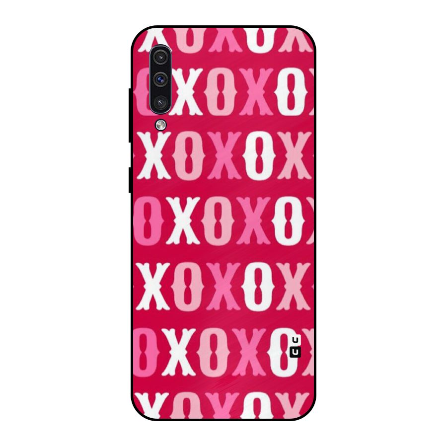 Pink White Xoxo Metal Back Case for Galaxy A30s