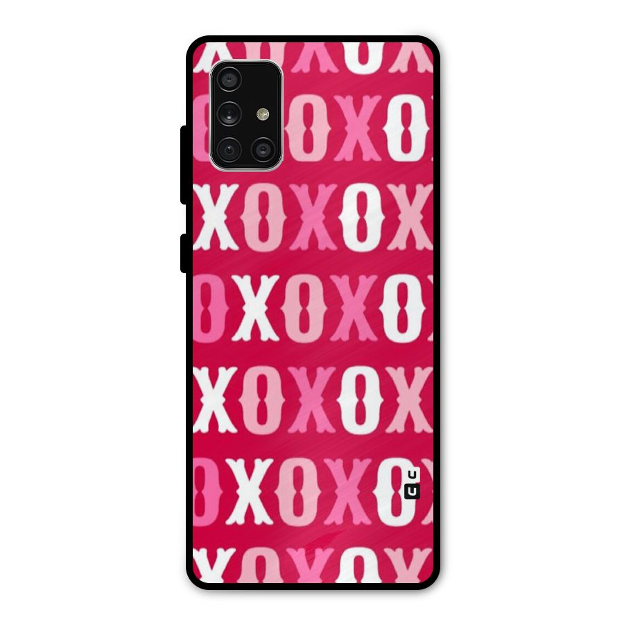 Pink White Xoxo Metal Back Case for Galaxy A71