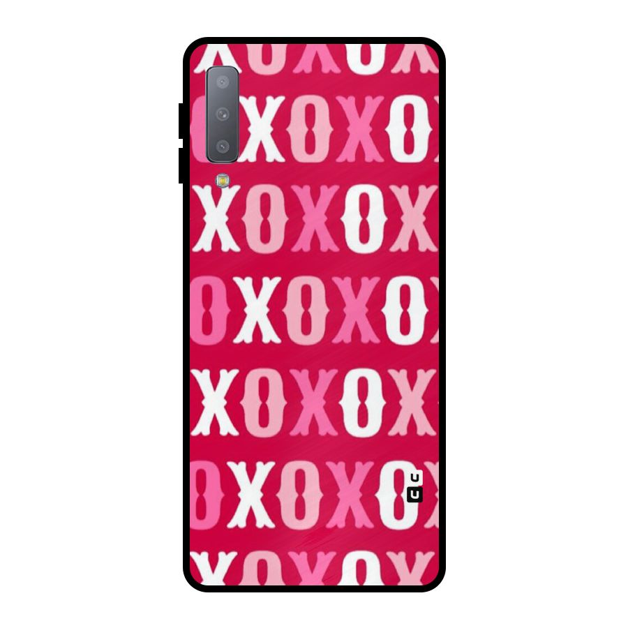 Pink White Xoxo Metal Back Case for Galaxy A7 (2018)