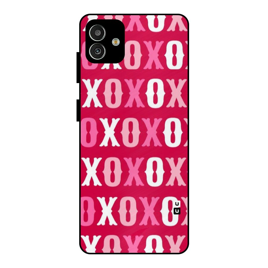 Pink White Xoxo Metal Back Case for Galaxy M13 5G