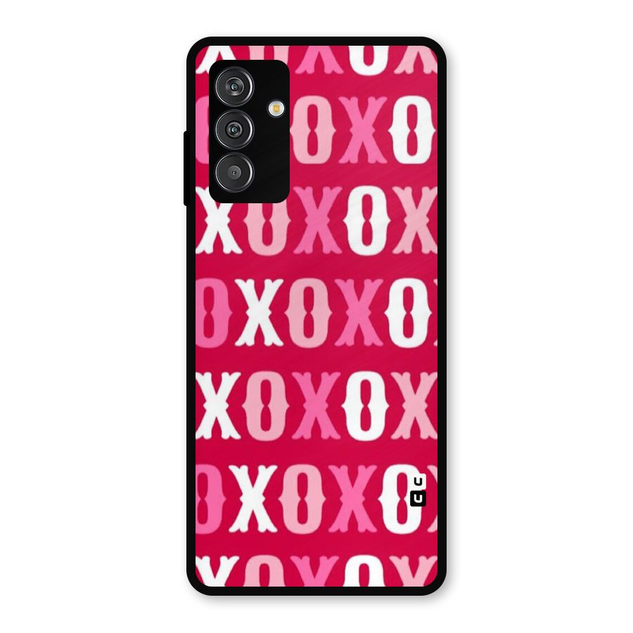 Pink White Xoxo Metal Back Case for Galaxy M14 5G