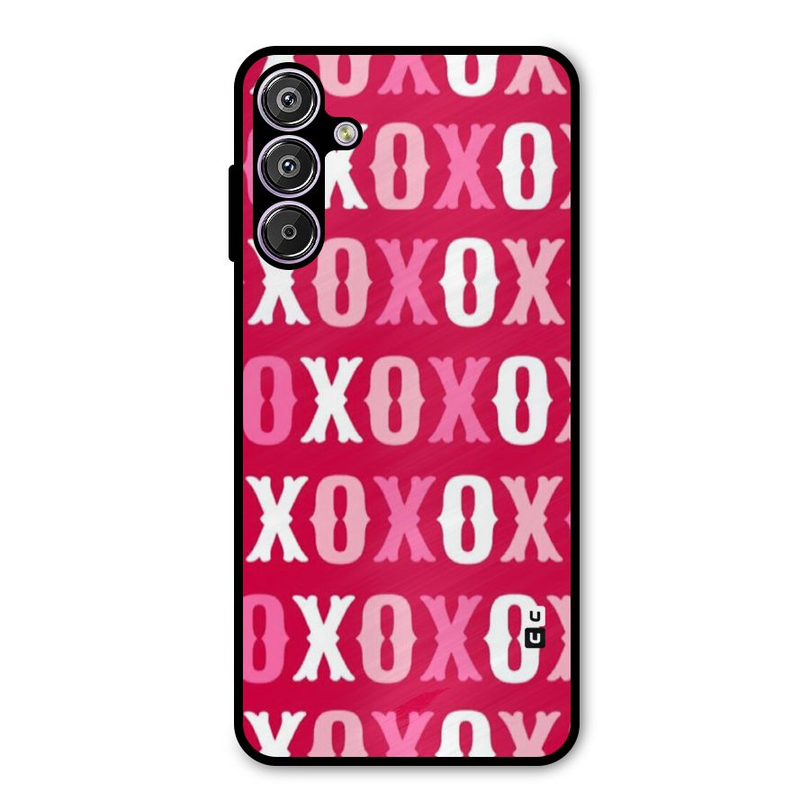 Pink White Xoxo Metal Back Case for Galaxy M15