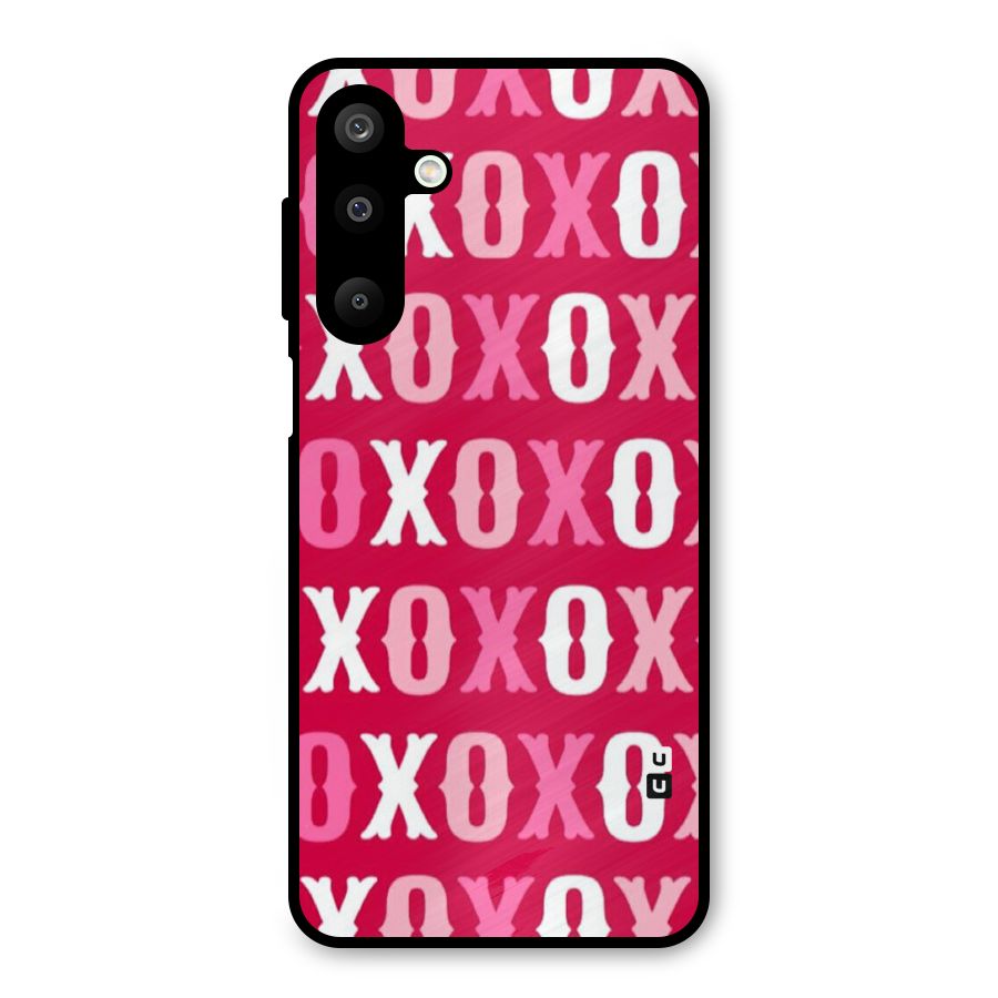 Pink White Xoxo Metal Back Case for Galaxy M16