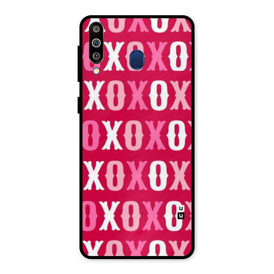 Pink White Xoxo Metal Back Case for Galaxy M30