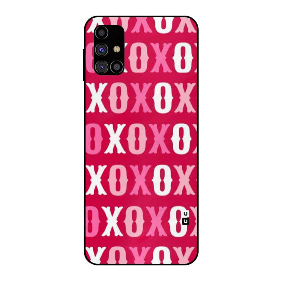 Pink White Xoxo Metal Back Case for Galaxy M31s
