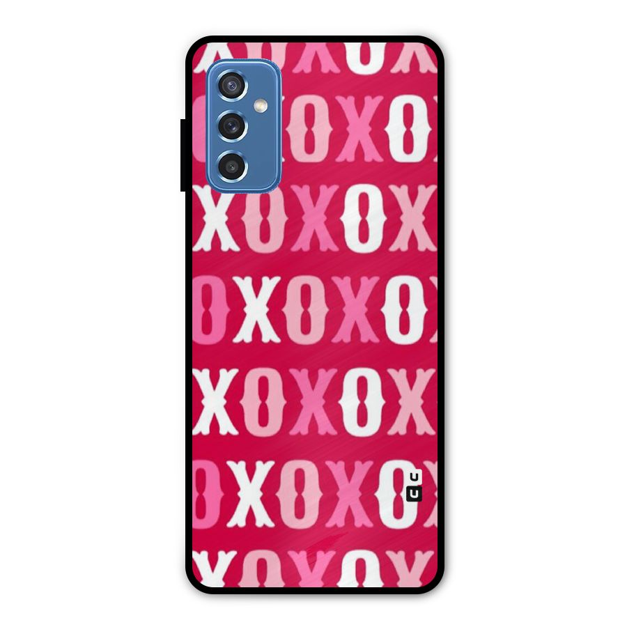 Pink White Xoxo Metal Back Case for Galaxy M52 5G