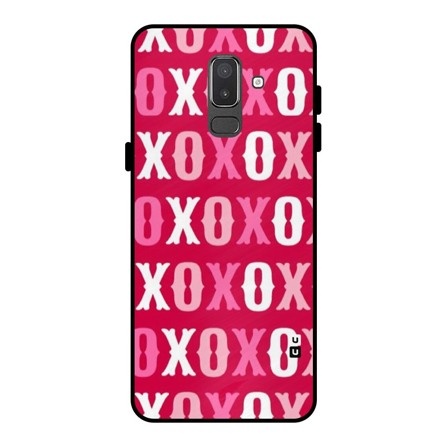 Pink White Xoxo Metal Back Case for Galaxy On8 (2018)