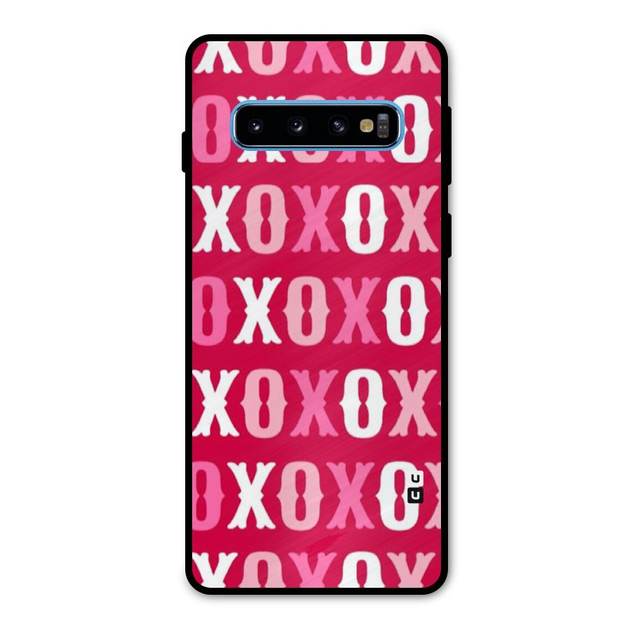 Pink White Xoxo Metal Back Case for Galaxy S10