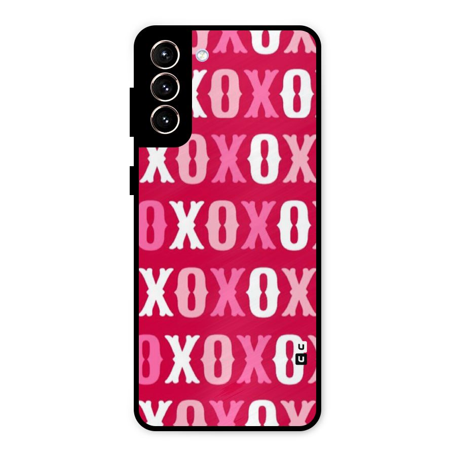Pink White Xoxo Metal Back Case for Galaxy S21 Plus