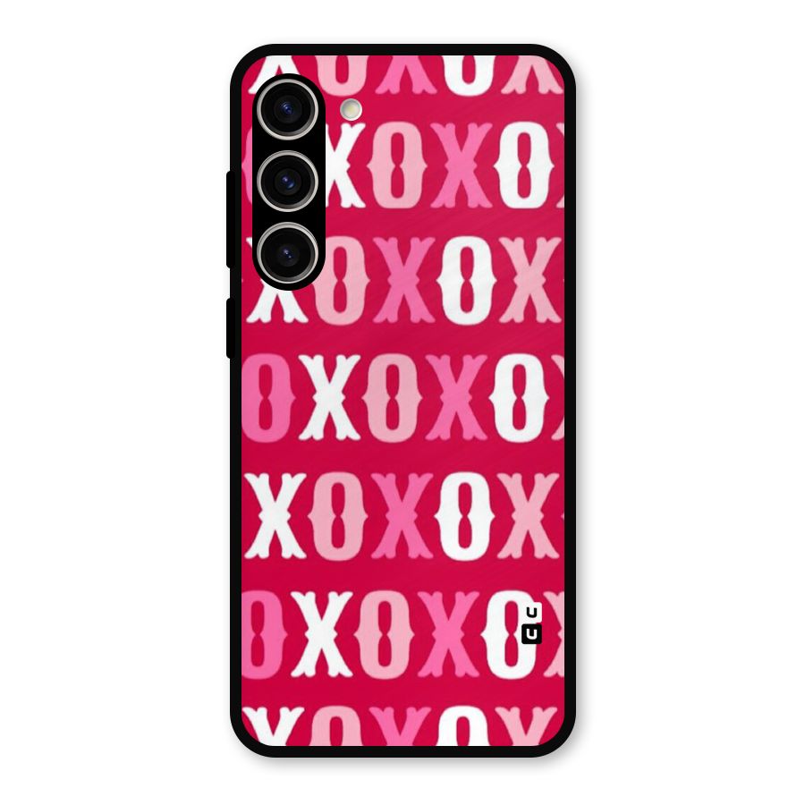 Pink White Xoxo Metal Back Case for Galaxy S23 Plus