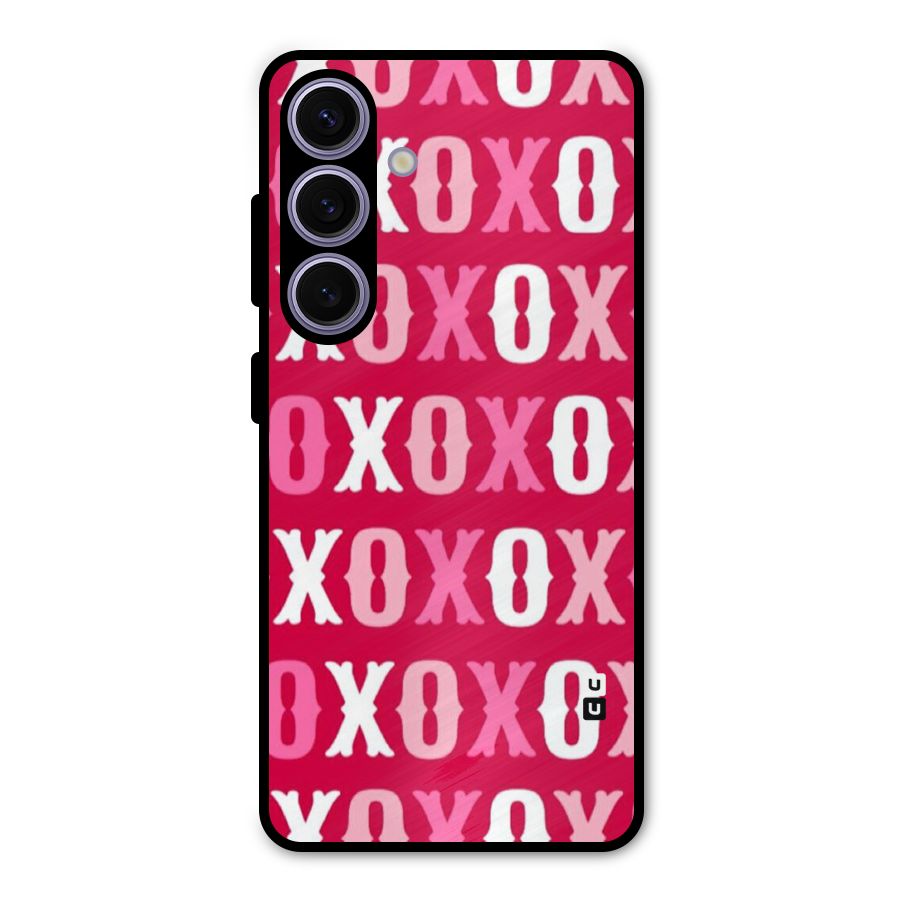 Pink White Xoxo Metal Back Case for Galaxy S24