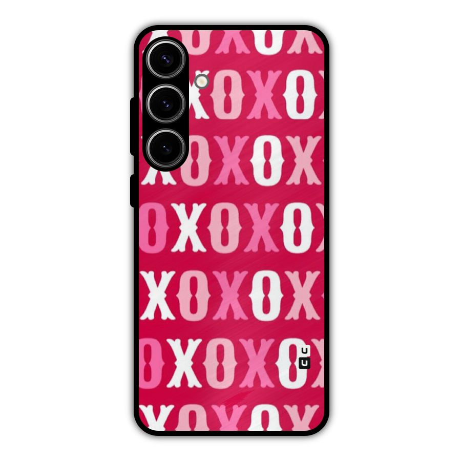 Pink White Xoxo Metal Back Case for Galaxy S24 Plus