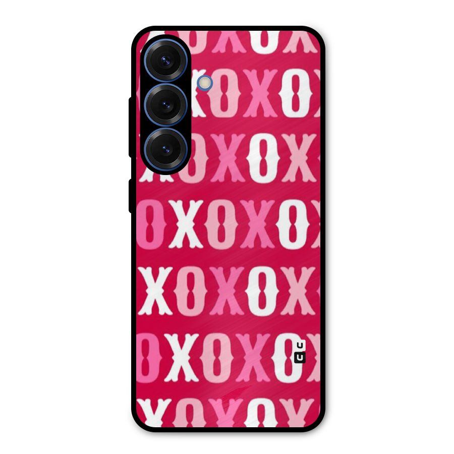 Pink White Xoxo Metal Back Case for Galaxy S25
