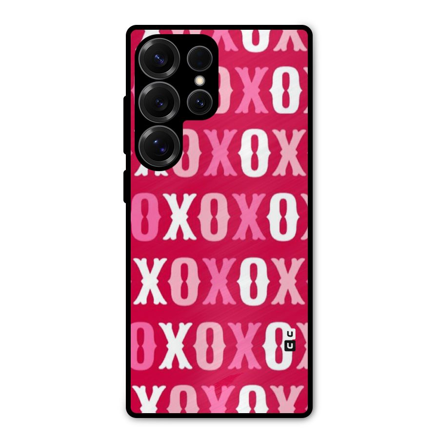 Pink White Xoxo Metal Back Case for Galaxy S25 Ultra