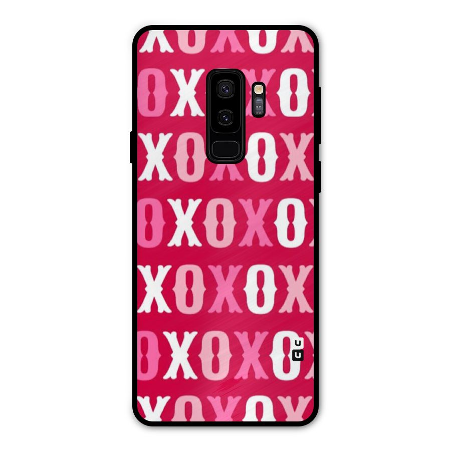 Pink White Xoxo Metal Back Case for Galaxy S9 Plus