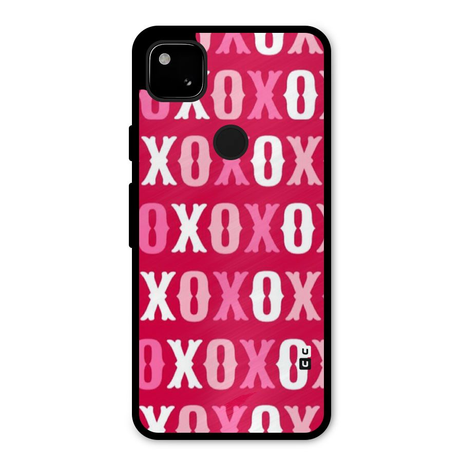 Pink White Xoxo Metal Back Case for Google Pixel 4a