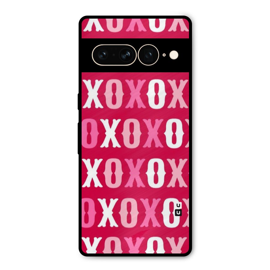 Pink White Xoxo Metal Back Case for Google Pixel 7 Pro