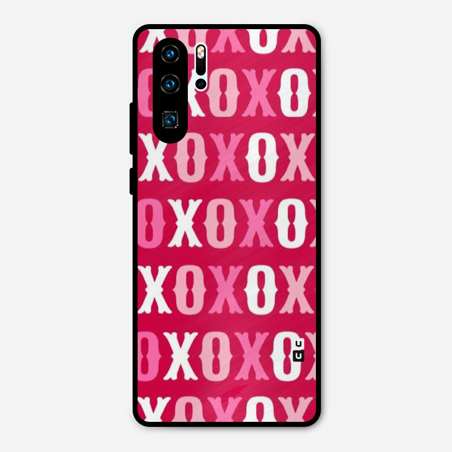 Pink White Xoxo Metal Back Case for Huawei P30 Pro