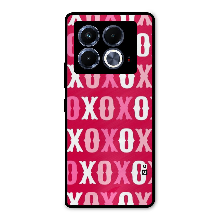 Pink White Xoxo Metal Back Case for Infinix Note 40 5G