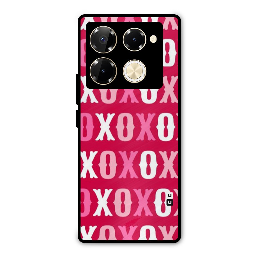 Pink White Xoxo Metal Back Case for Infinix Note 40 Pro Plus